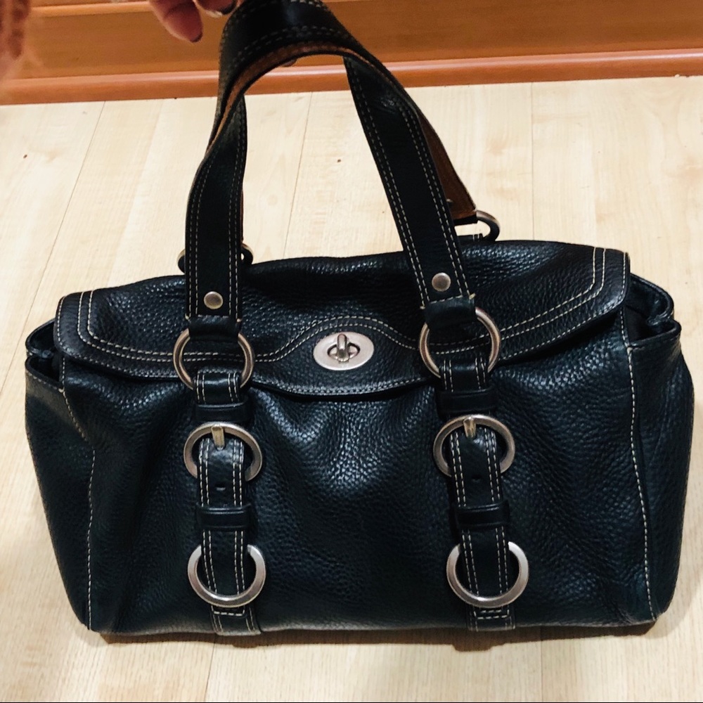 Coach Soho Vintage Y2K Pebbled Leather Buckle Flap Satchel Handbag Black 10184 E - Picture 3 of 4